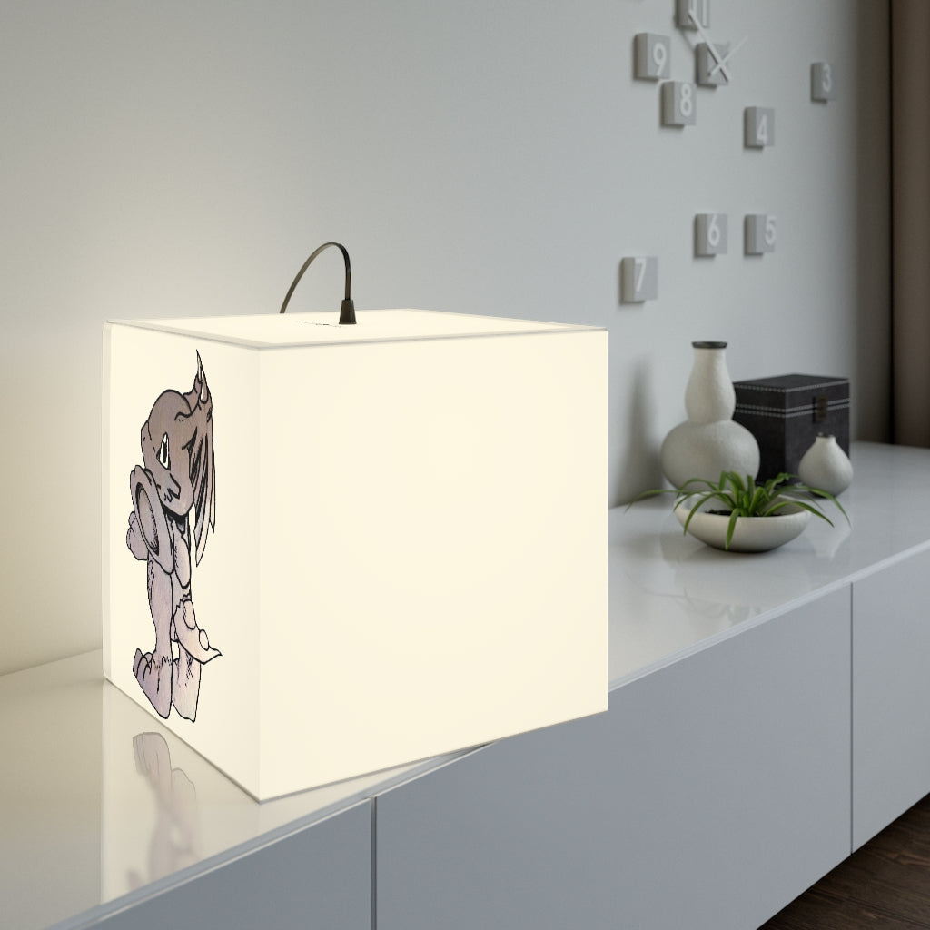 A stylish Glucose Personalized Lamp in a cube shape, showcasing its unique design and soft glow, perfect for home or shop decor.