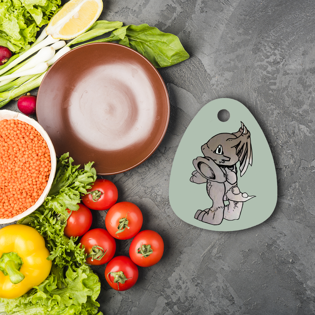 Glucose Sublimation Glass Cutting Board in water droplet shape, showcasing vibrant custom designs.