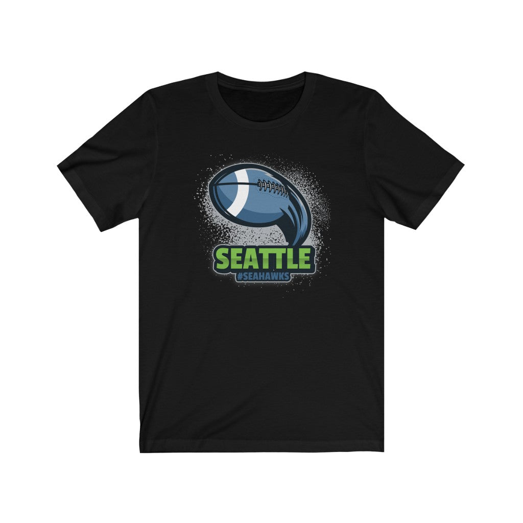 Unisex Go Team Seattle Seahawks T-shirt made of soft cotton, featuring a retail fit and true-to-size design, perfect for fans.