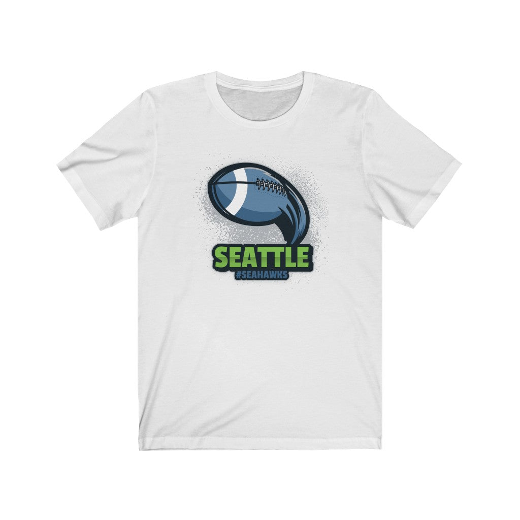 Unisex Go Team Seattle Seahawks T-shirt made of soft cotton, featuring a retail fit and true-to-size design, perfect for fans.