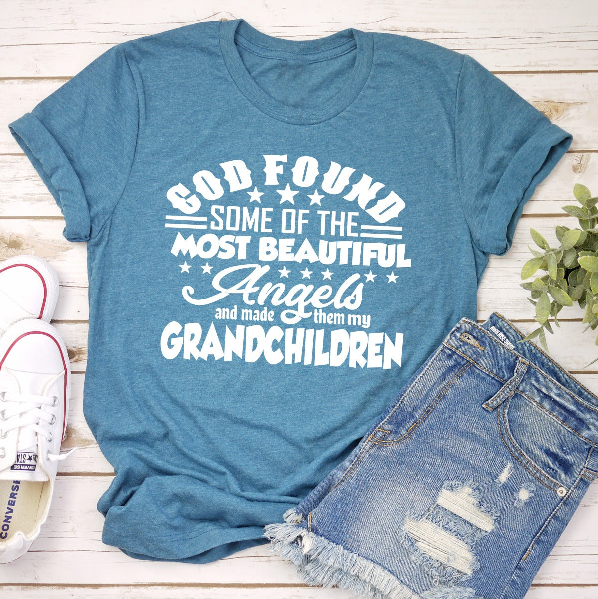 A stylish God Found Some Of The Most Beautiful Angels T-Shirt made from soft ring-spun cotton, featuring double stitching for durability.