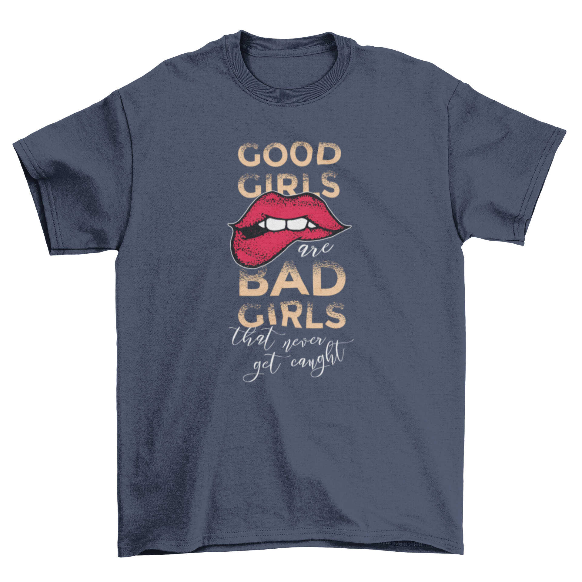 Good Girls Bad Girls Lettering T-shirt featuring bold text design in a stylish fit.