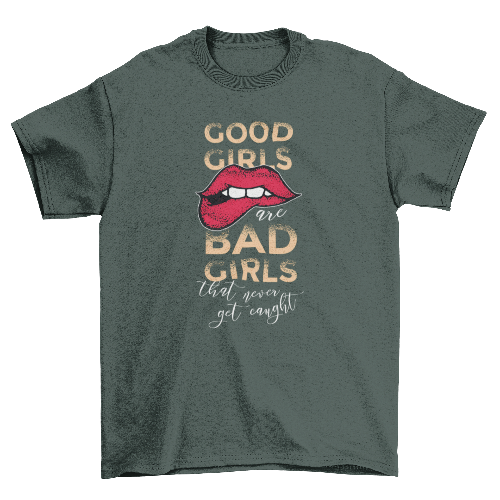 Good Girls Bad Girls Lettering T-shirt featuring bold text design in a stylish fit.