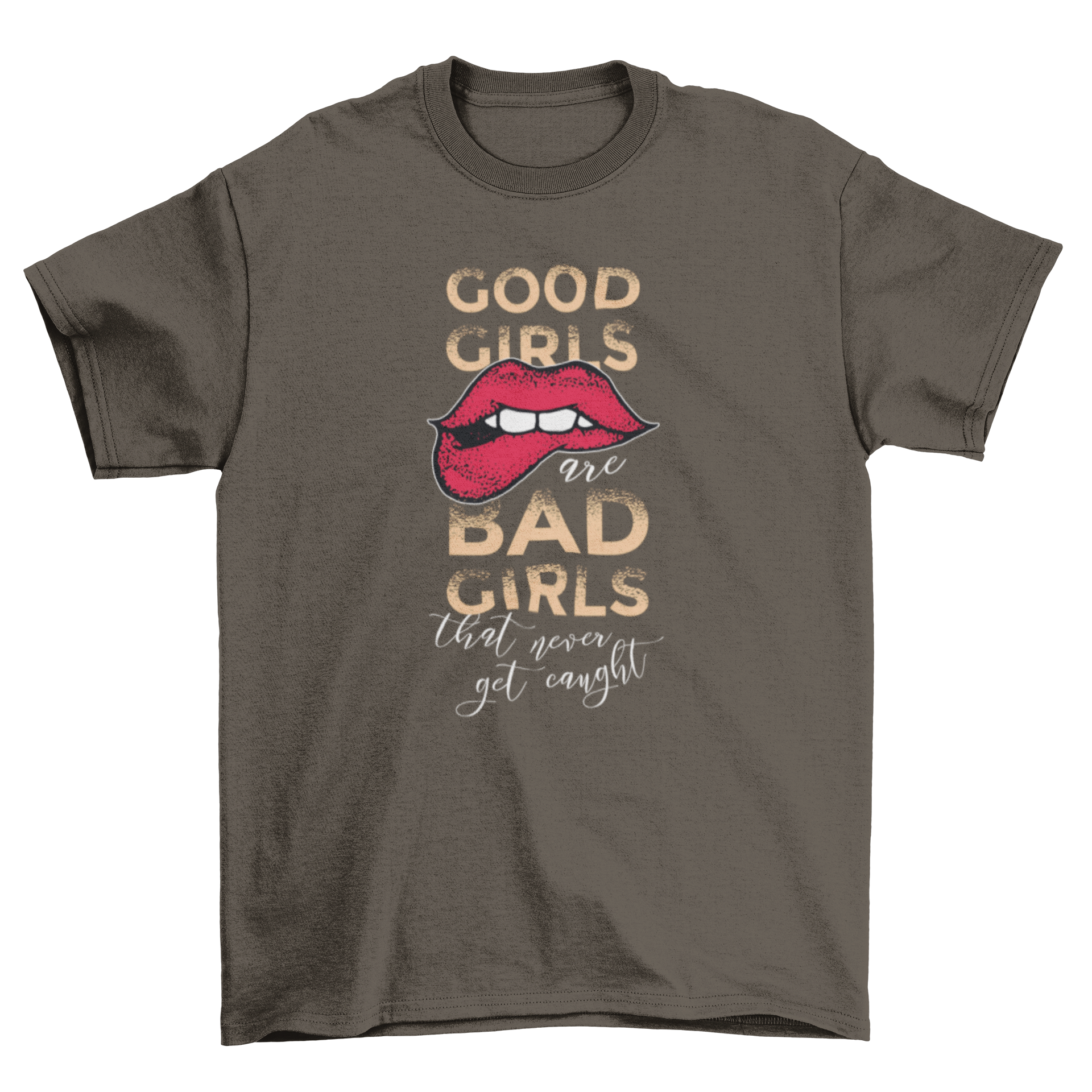 Good Girls Bad Girls Lettering T-shirt featuring bold text design in a stylish fit.