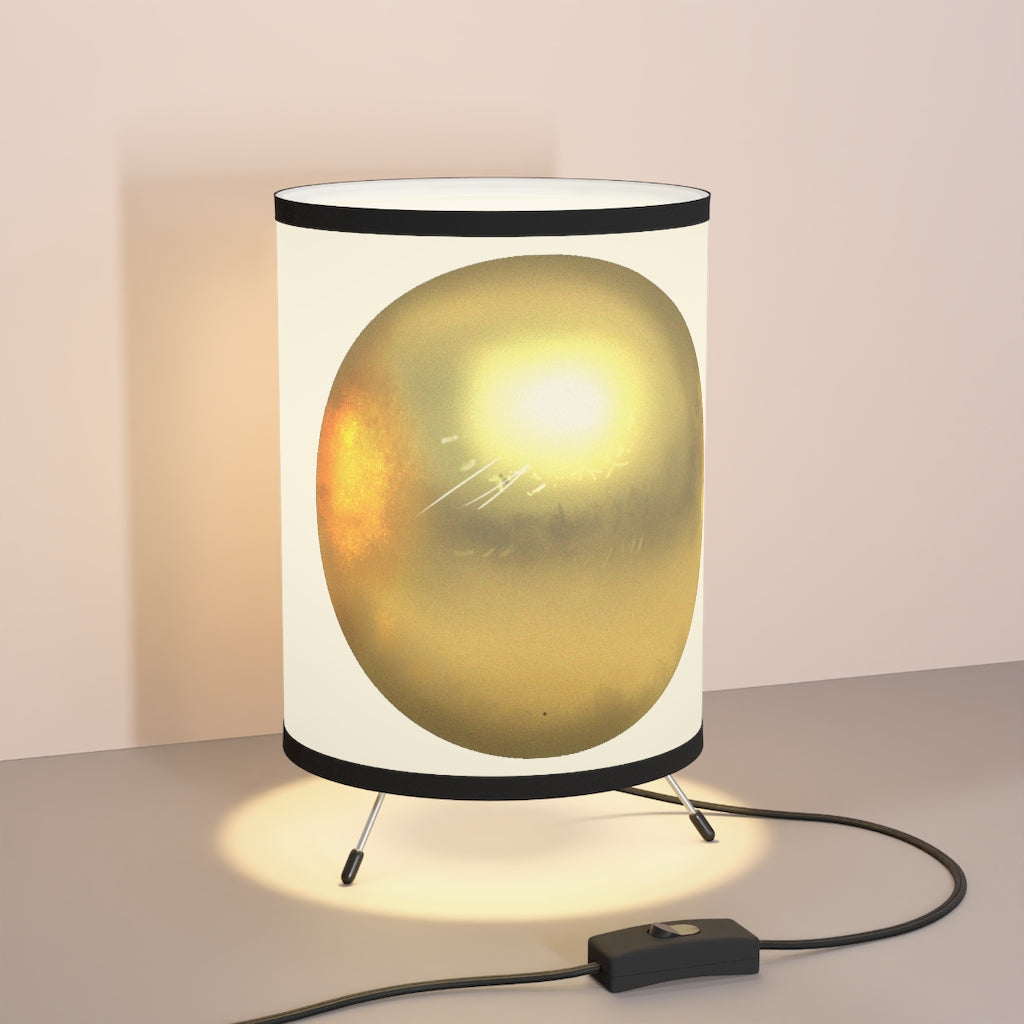 Gold Material Tripod Lamp with a high-resolution printed shade, showcasing a stylish design and durable galvanized steel base.