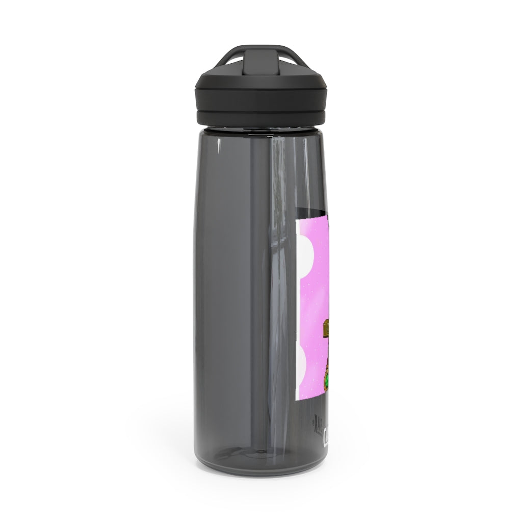 Gold Sword CamelBak Eddy® Water Bottle in 20oz and 25oz sizes, showcasing its robust design and easy-carry handle.