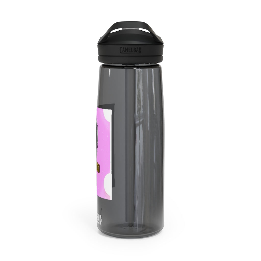 Gold Sword CamelBak Eddy® Water Bottle in 20oz and 25oz sizes, showcasing its robust design and easy-carry handle.