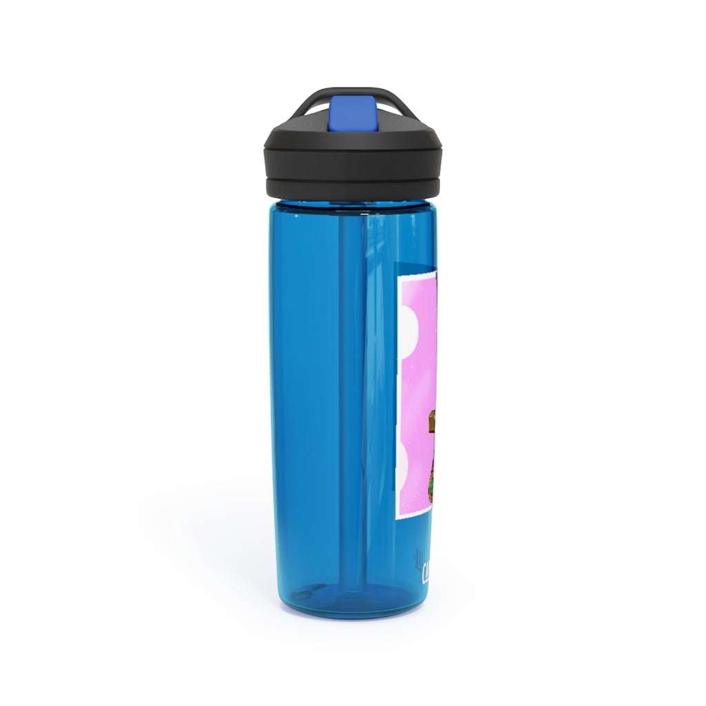 Gold Sword CamelBak Eddy® Water Bottle in 20oz and 25oz sizes, showcasing its robust design and easy-carry handle.