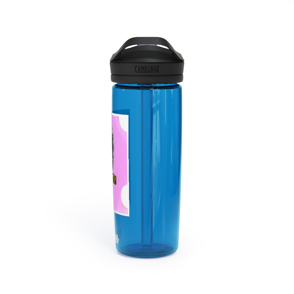 Gold Sword CamelBak Eddy® Water Bottle in 20oz and 25oz sizes, showcasing its robust design and easy-carry handle.