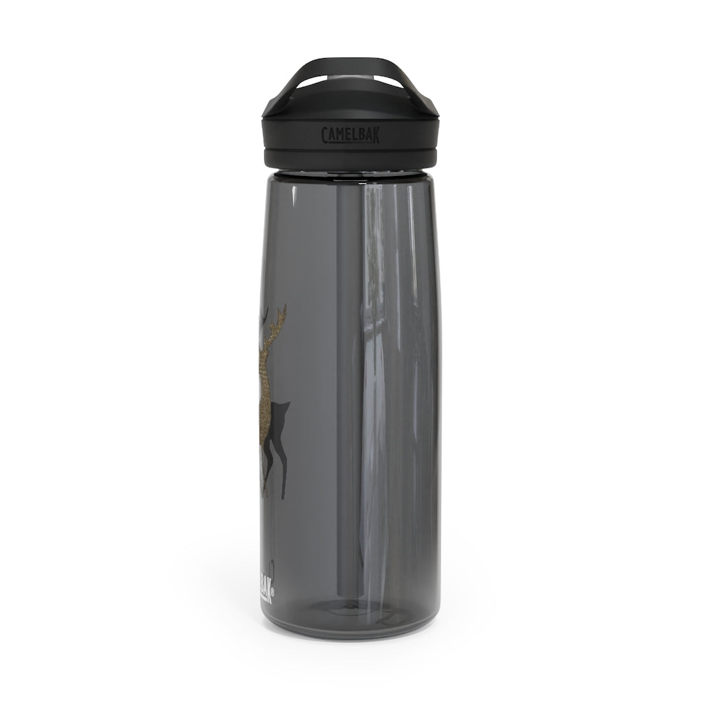 Golden Deer CamelBak Eddy® Water Bottle in 20oz and 25oz sizes, showcasing robust Tritan™ material and spill-proof design.