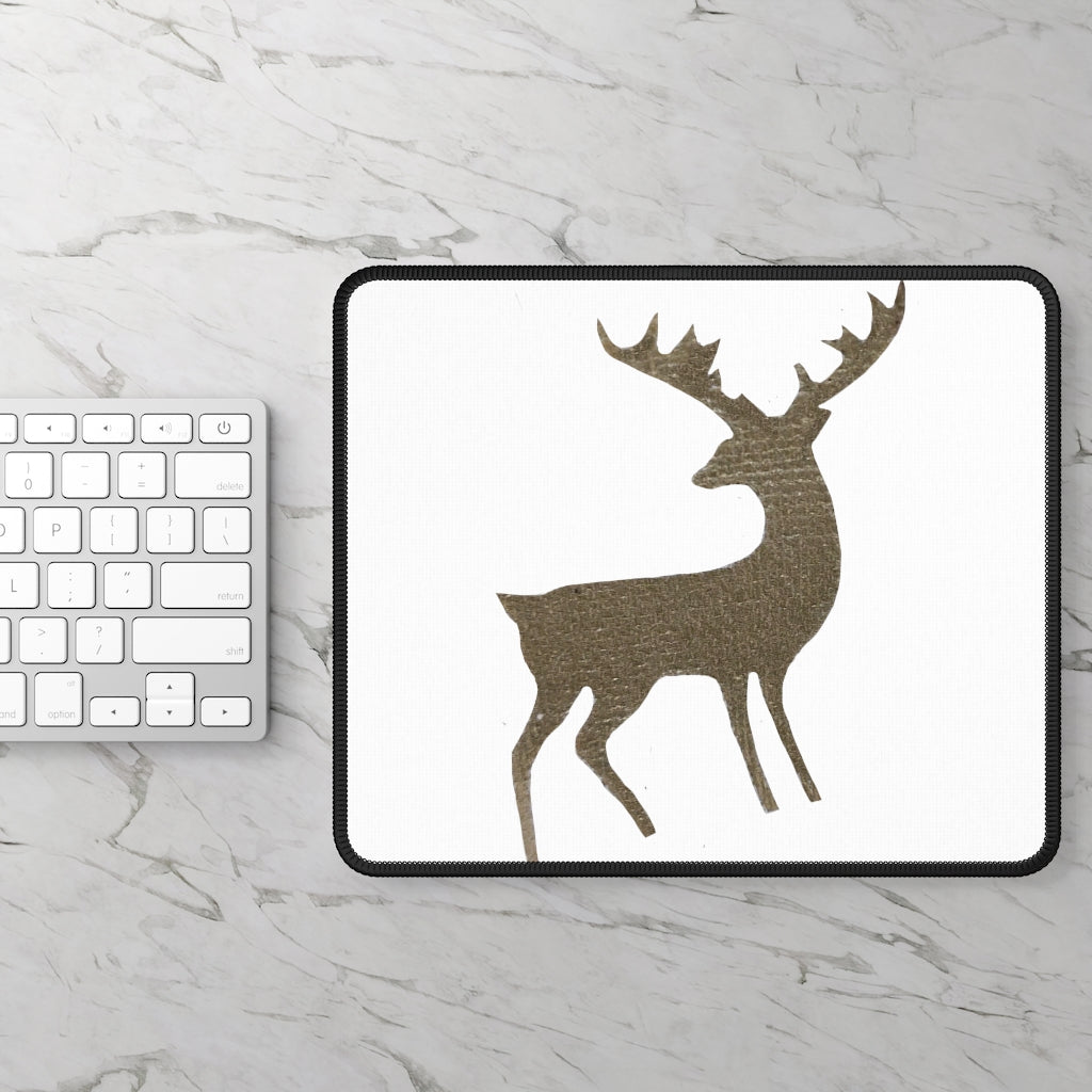 Golden Deer Gaming Mouse Pad with vibrant custom design and stitched edges, measuring 9x7 inches.