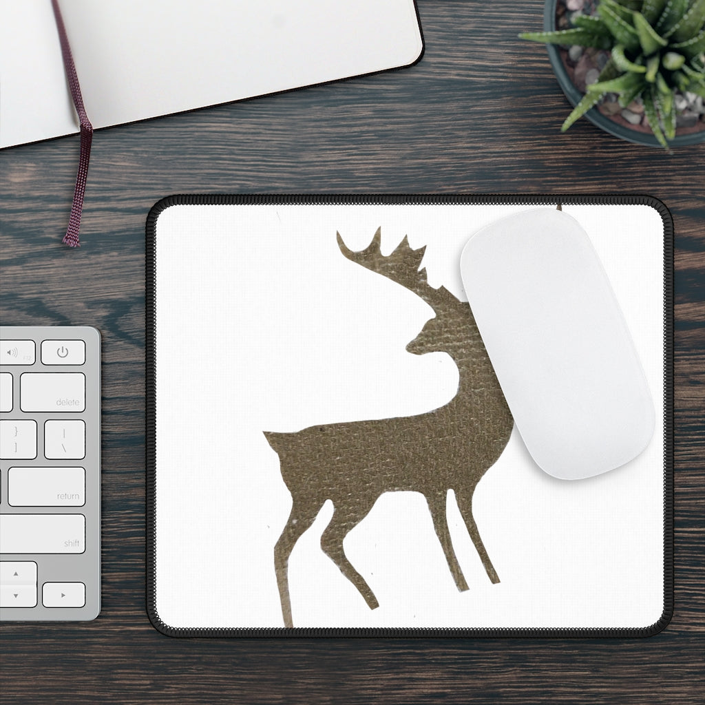 Golden Deer Gaming Mouse Pad with vibrant custom design and stitched edges, measuring 9x7 inches.