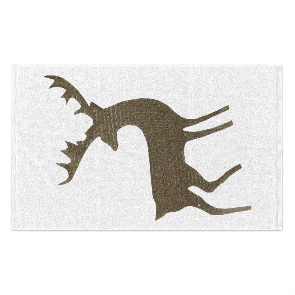 Golden Deer Rally Towel, 11x18 inches, featuring absorbent cotton and soft printed polyester.