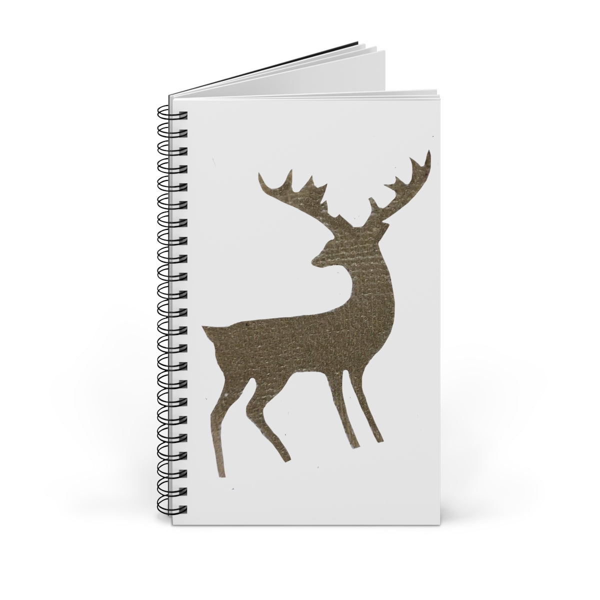 Golden Deer Spiral Journal featuring a stylish front cover, spiral binding, and 80 single pages for versatile journaling.