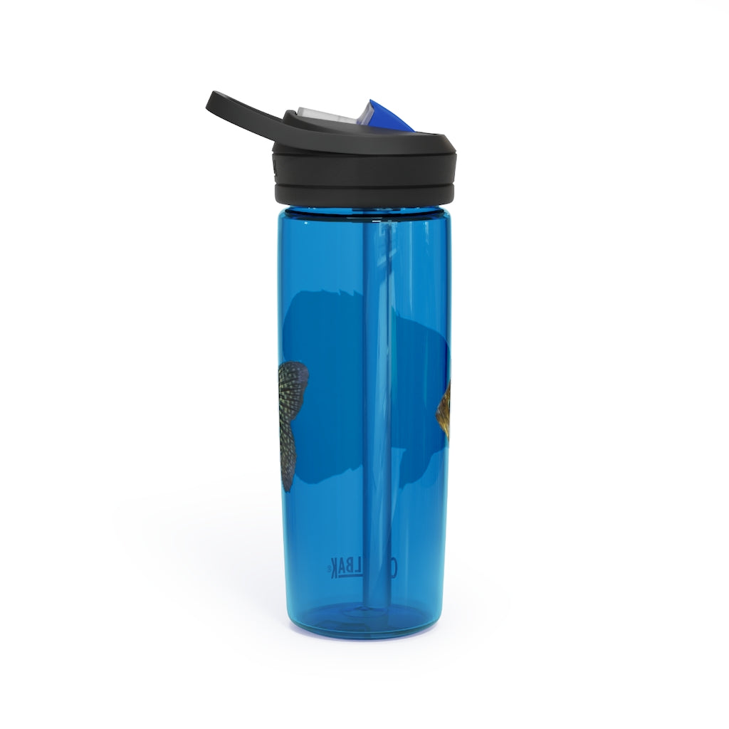 Golden Fish CamelBak Eddy® Water Bottle in vibrant color, showcasing its robust design and spill-proof biting valve.