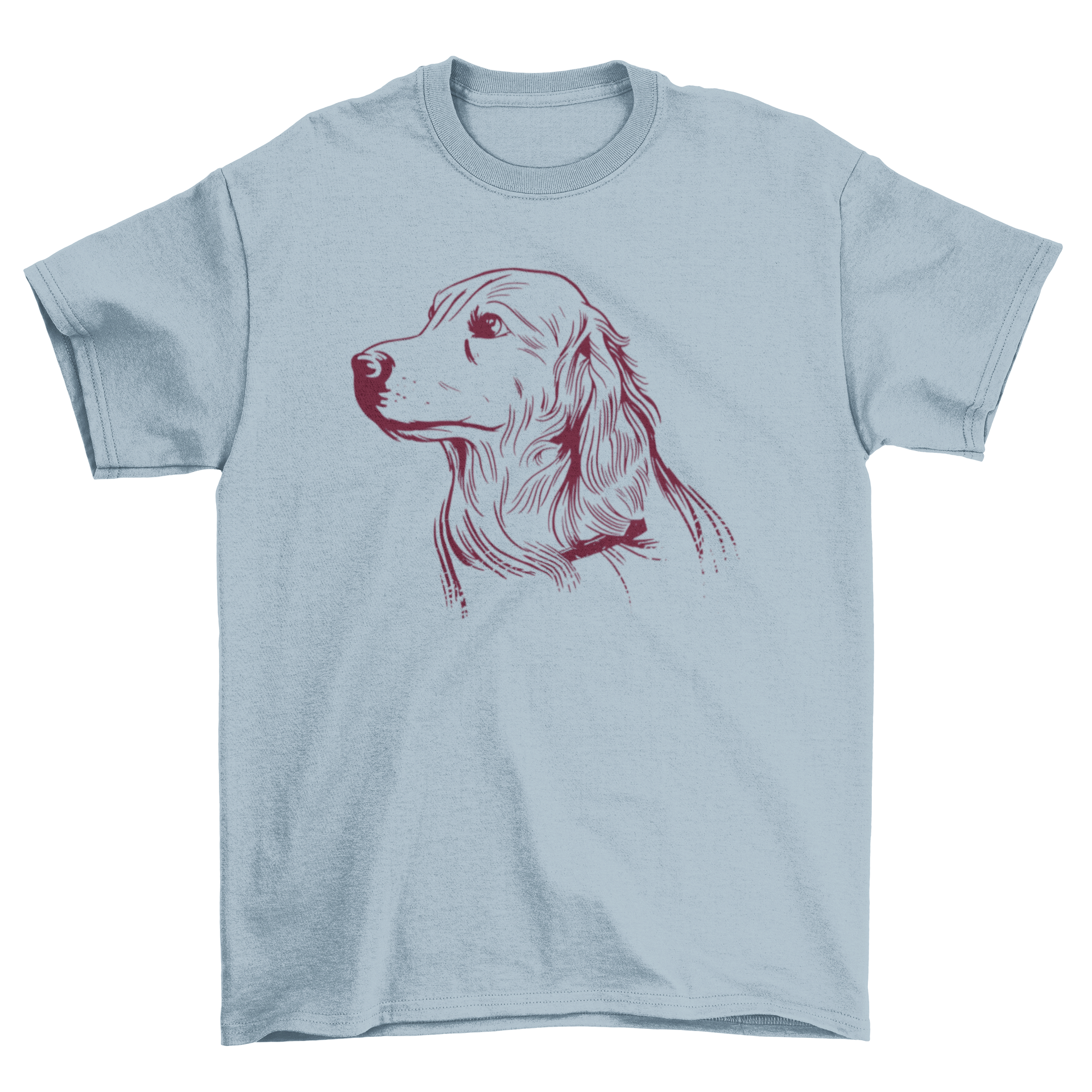 A stylish T-shirt featuring a detailed illustration of a Golden Retriever dog, perfect for dog lovers.