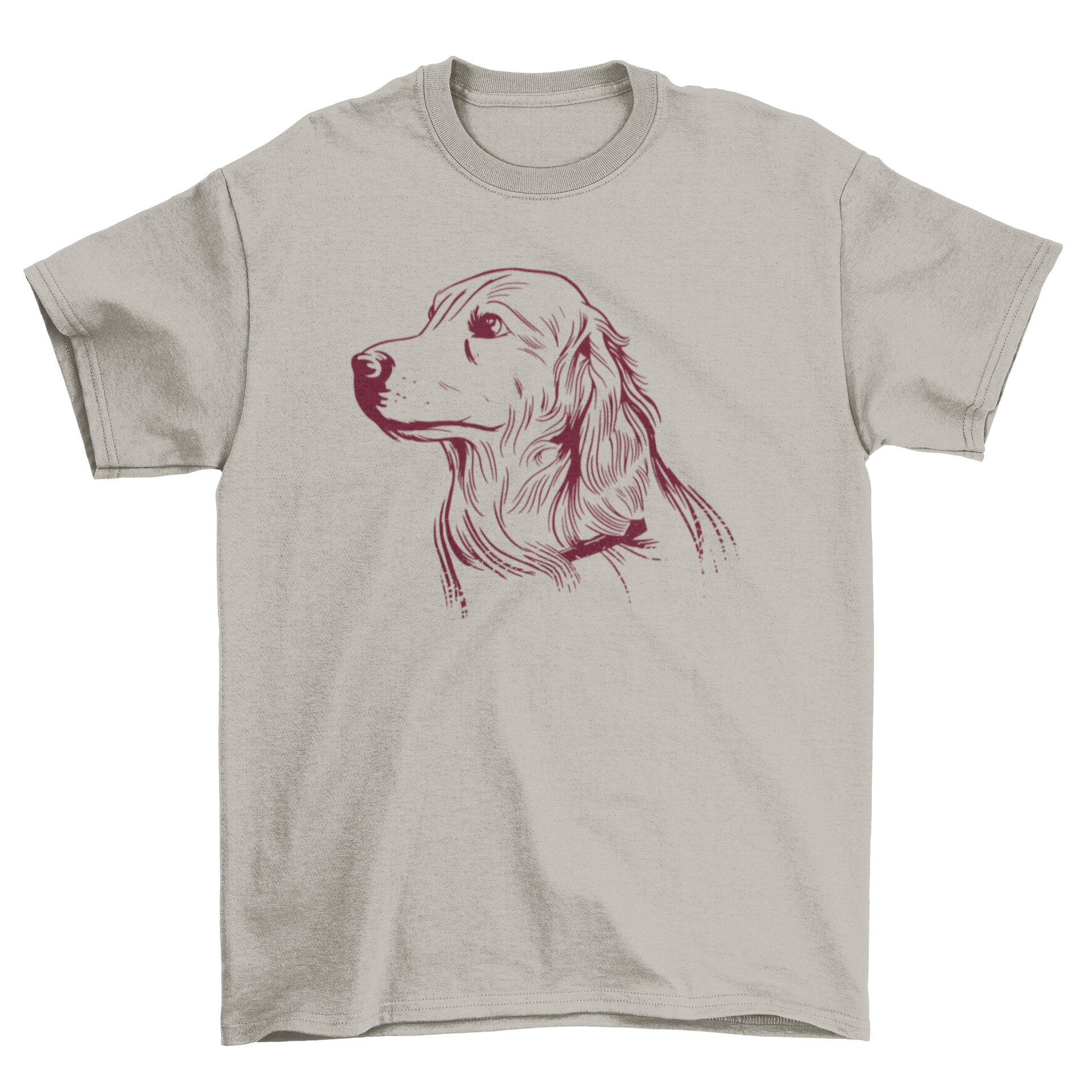 A stylish T-shirt featuring a detailed illustration of a Golden Retriever dog, perfect for dog lovers.