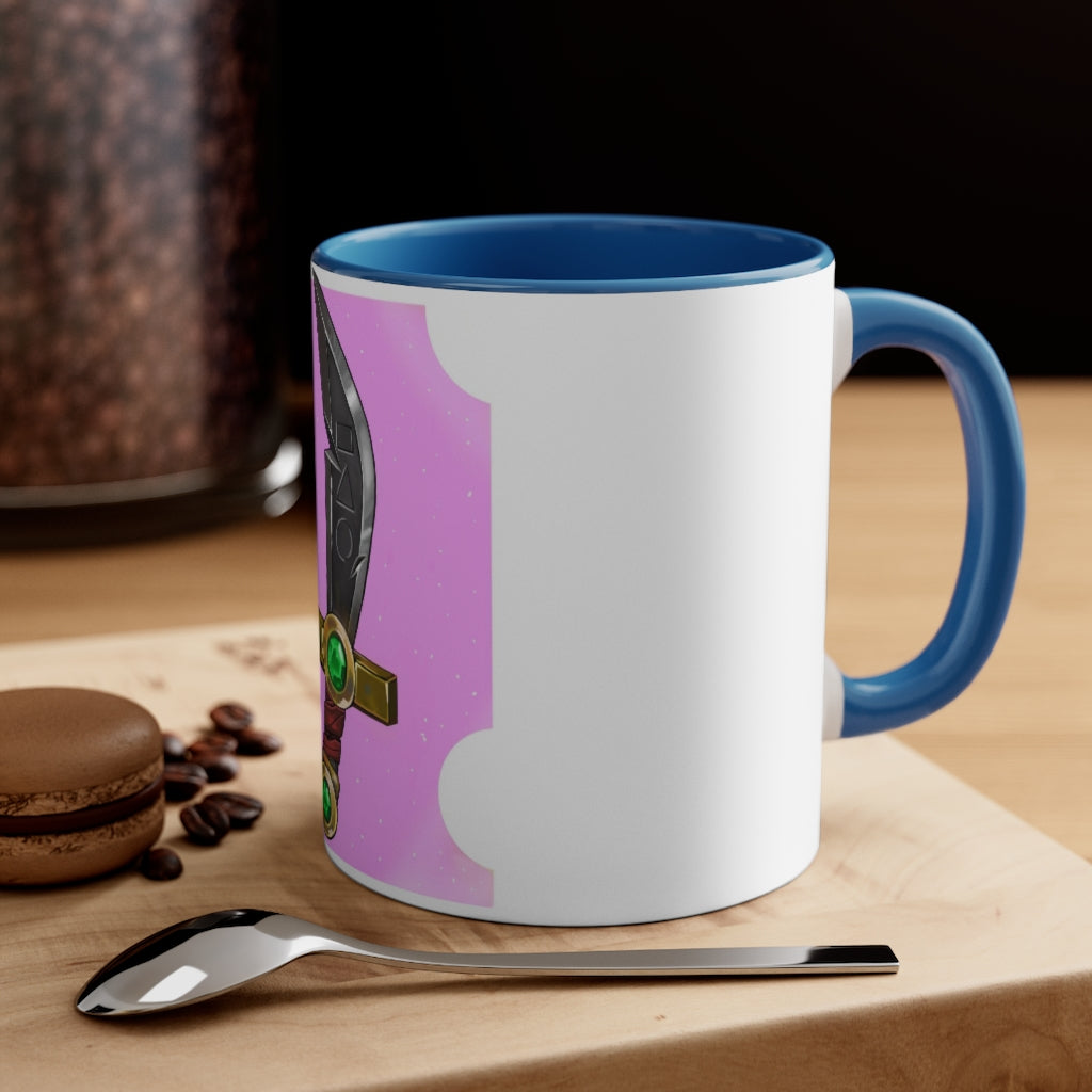 Golden Sword Accent Coffee Mug with a two-tone design featuring a colored interior and C-handle, perfect for coffee lovers.