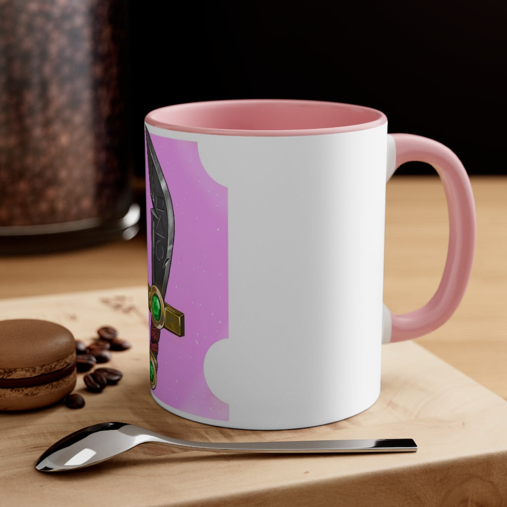Golden Sword Accent Coffee Mug with a two-tone design featuring a colored interior and C-handle, perfect for coffee lovers.