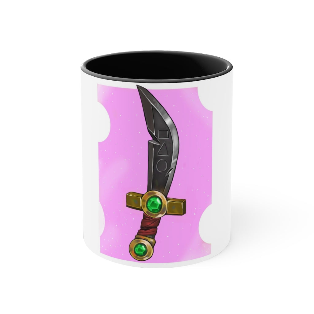 Golden Sword Accent Coffee Mug with a two-tone design featuring a colored interior and C-handle, perfect for coffee lovers.