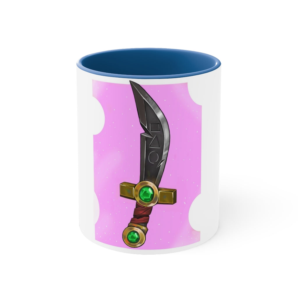 Golden Sword Accent Coffee Mug with a two-tone design featuring a colored interior and C-handle, perfect for coffee lovers.