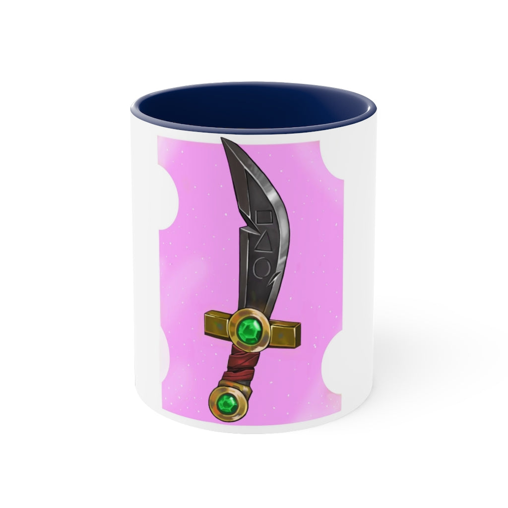 Golden Sword Accent Coffee Mug with a two-tone design featuring a colored interior and C-handle, perfect for coffee lovers.