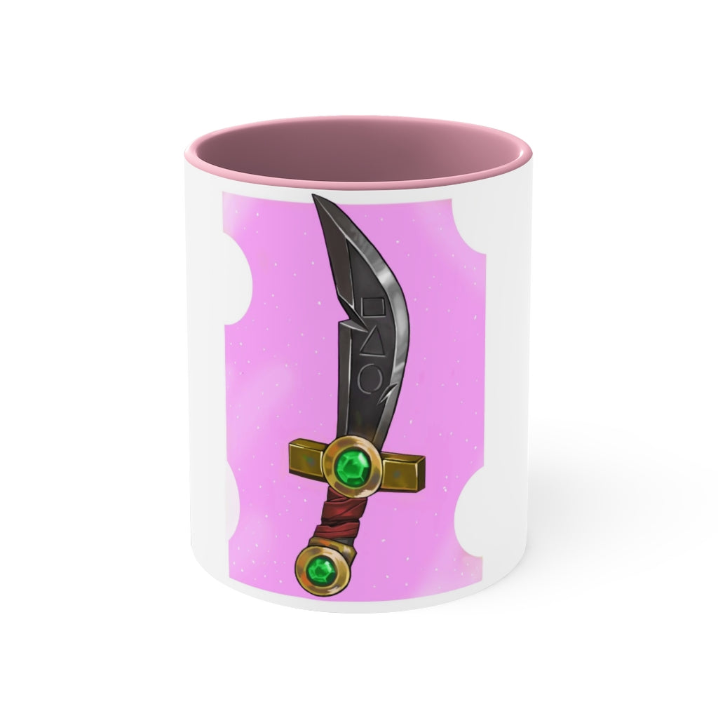 Golden Sword Accent Coffee Mug with a two-tone design featuring a colored interior and C-handle, perfect for coffee lovers.