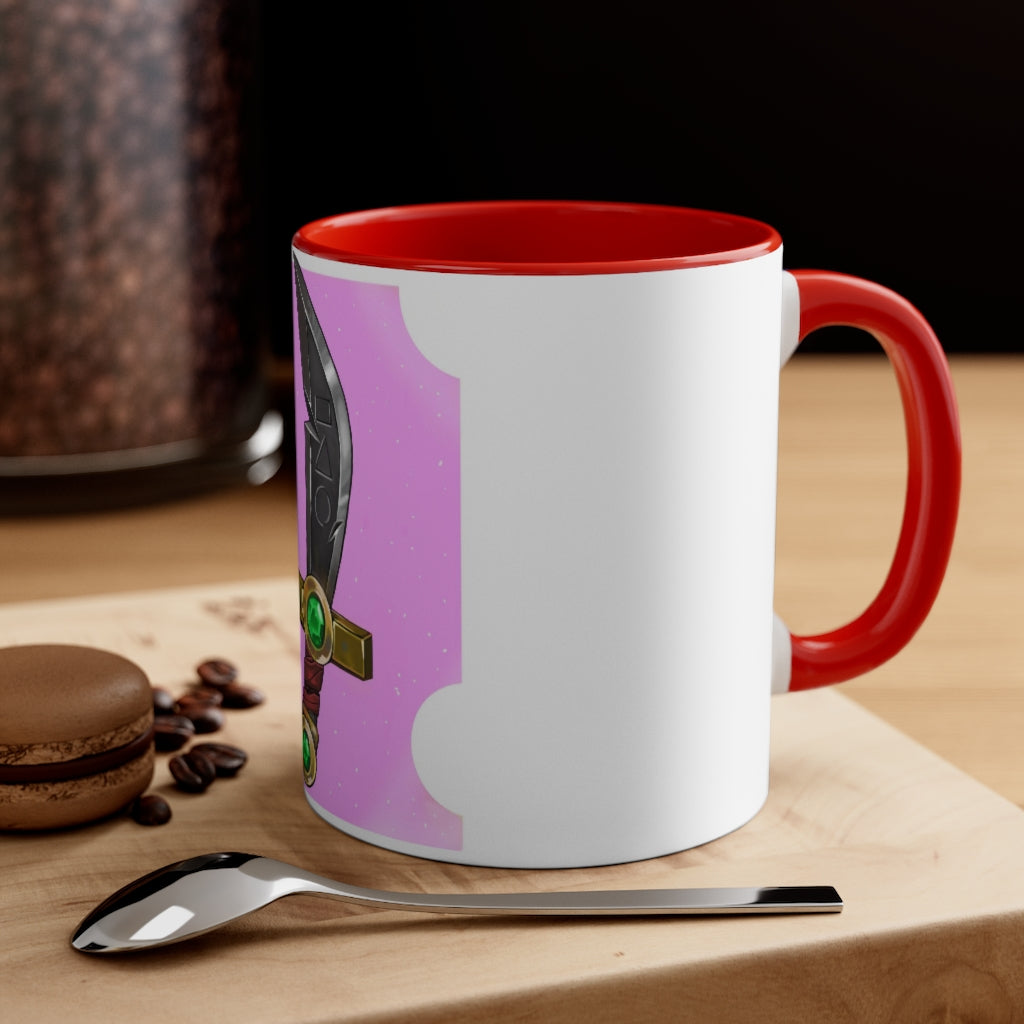 Golden Sword Accent Coffee Mug with a two-tone design featuring a colored interior and C-handle, perfect for coffee lovers.