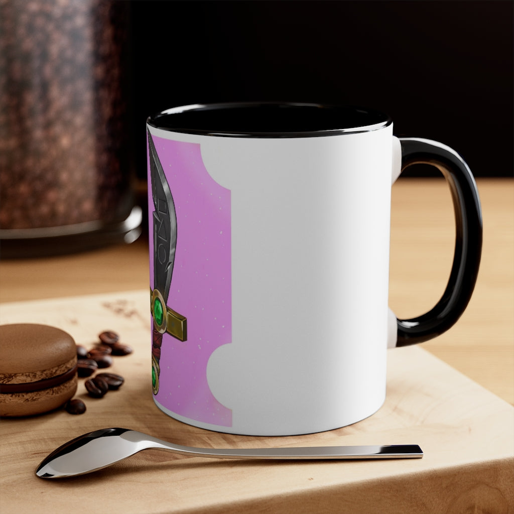 Golden Sword Accent Coffee Mug with a two-tone design featuring a colored interior and C-handle, perfect for coffee lovers.