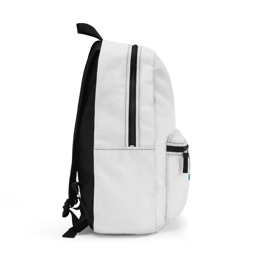 Goldi Backpack made in USA, featuring durable spun polyester, adjustable straps, and a custom name tag.