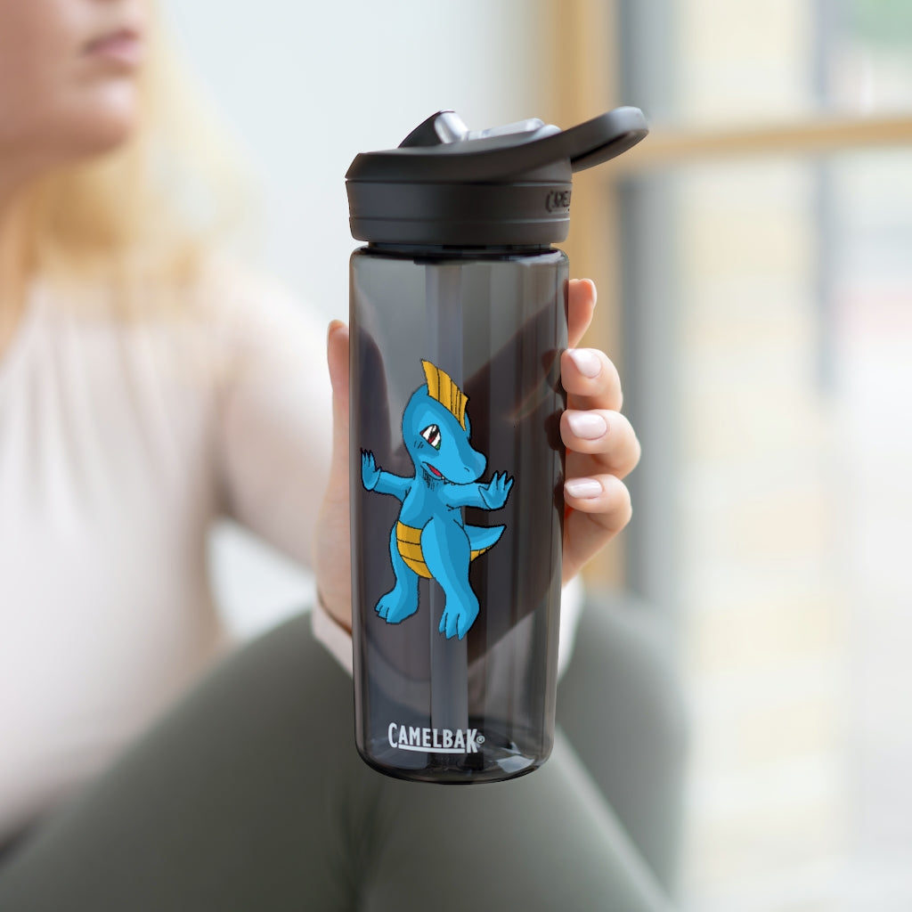 Goldi CamelBak Eddy® Water Bottle in 20oz and 25oz sizes, showcasing its robust Tritan™ material and spill-proof design.