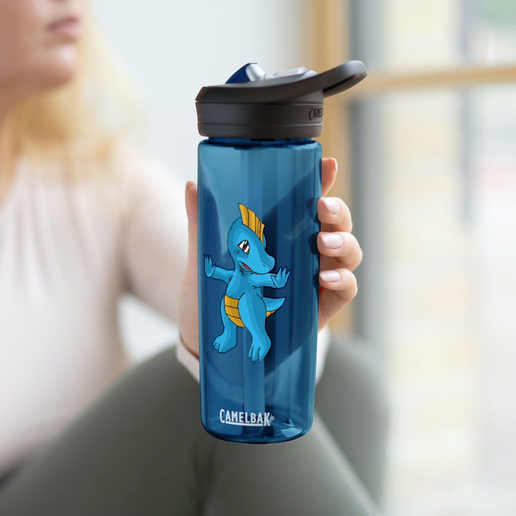 Goldi CamelBak Eddy® Water Bottle in 20oz and 25oz sizes, showcasing its robust Tritan™ material and spill-proof design.