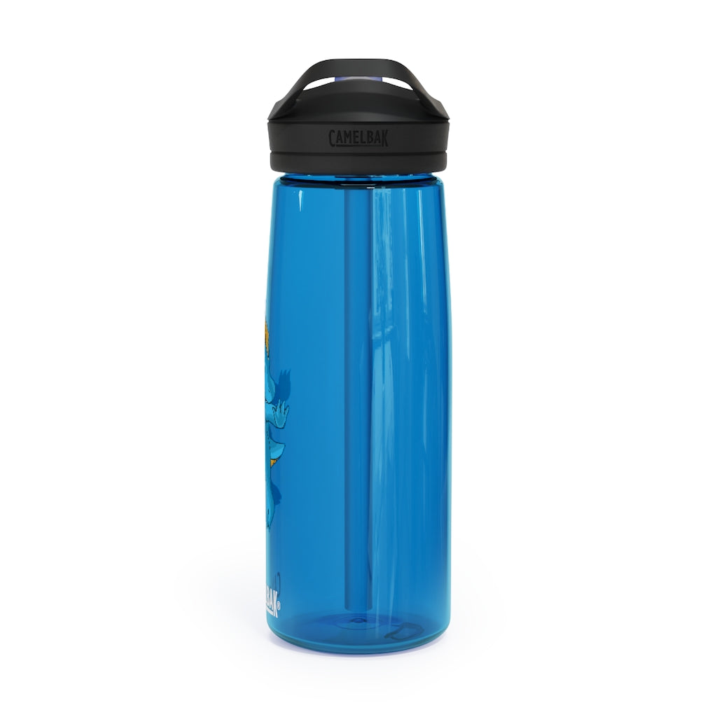 Goldi CamelBak Eddy® Water Bottle in 20oz and 25oz sizes, showcasing its robust Tritan™ material and spill-proof design.