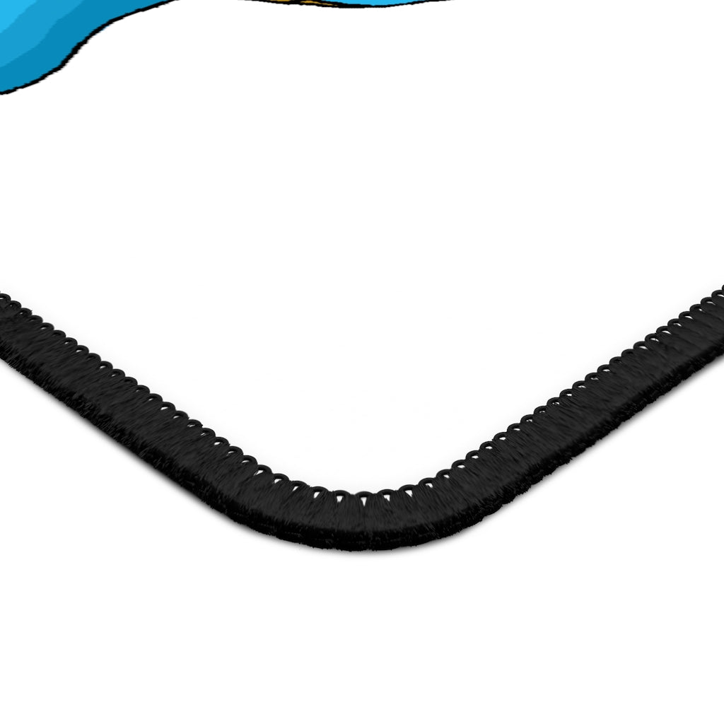 Goldi Gaming Mouse Pad featuring vibrant custom designs and stitched edges, measuring 9x7 inches.