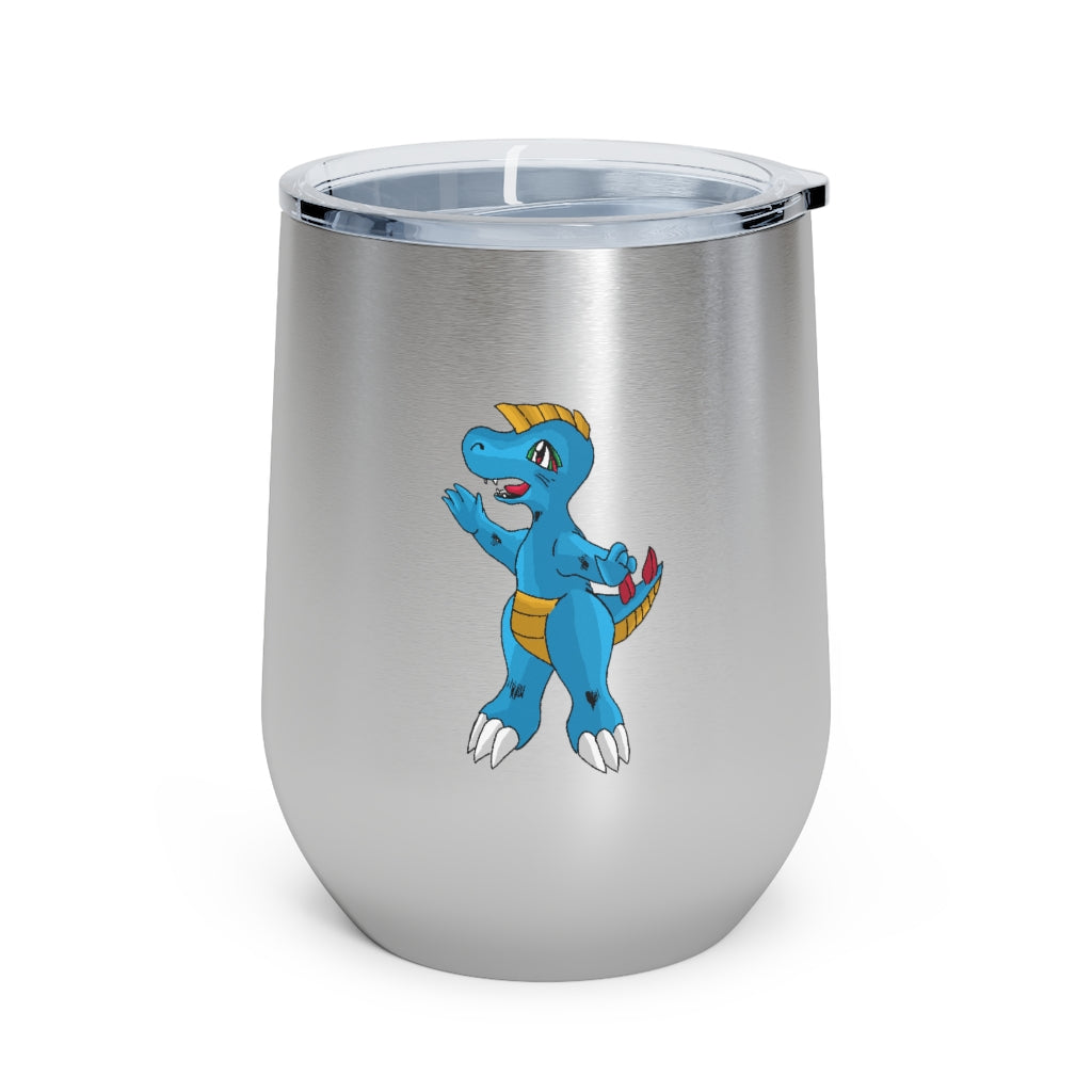 Goldile 12oz Insulated Wine Tumbler with clear lid, showcasing a sleek stainless steel design, perfect for hot and cold beverages.