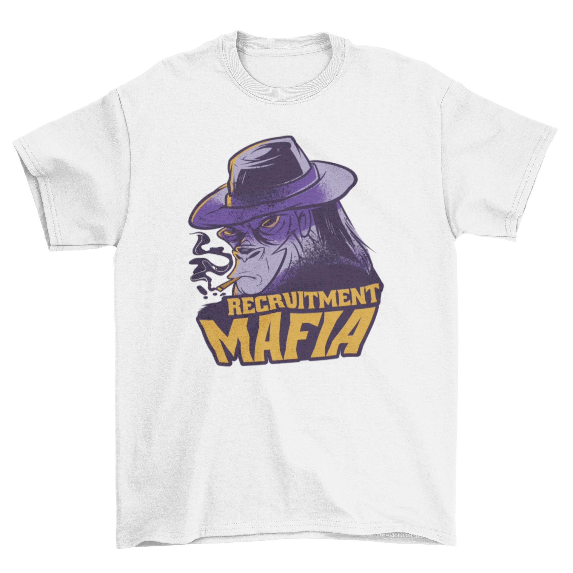 Gorilla Mafia T-shirt featuring a gorilla smoking a cigarette with the quote 'Headhunter mafia'.