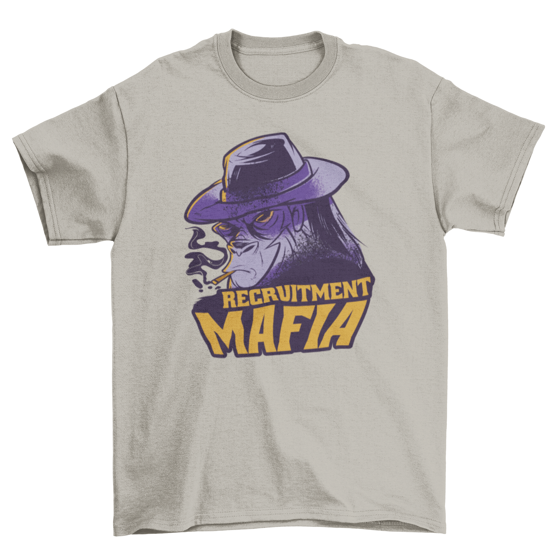 Gorilla Mafia T-shirt featuring a gorilla smoking a cigarette with the quote 'Headhunter mafia'.