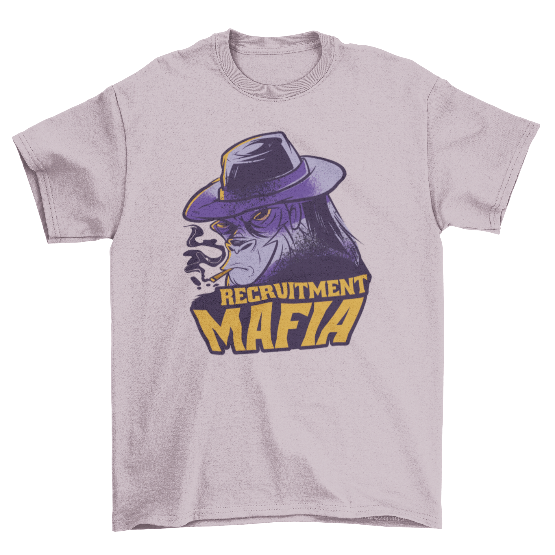 Gorilla Mafia T-shirt featuring a gorilla smoking a cigarette with the quote 'Headhunter mafia'.