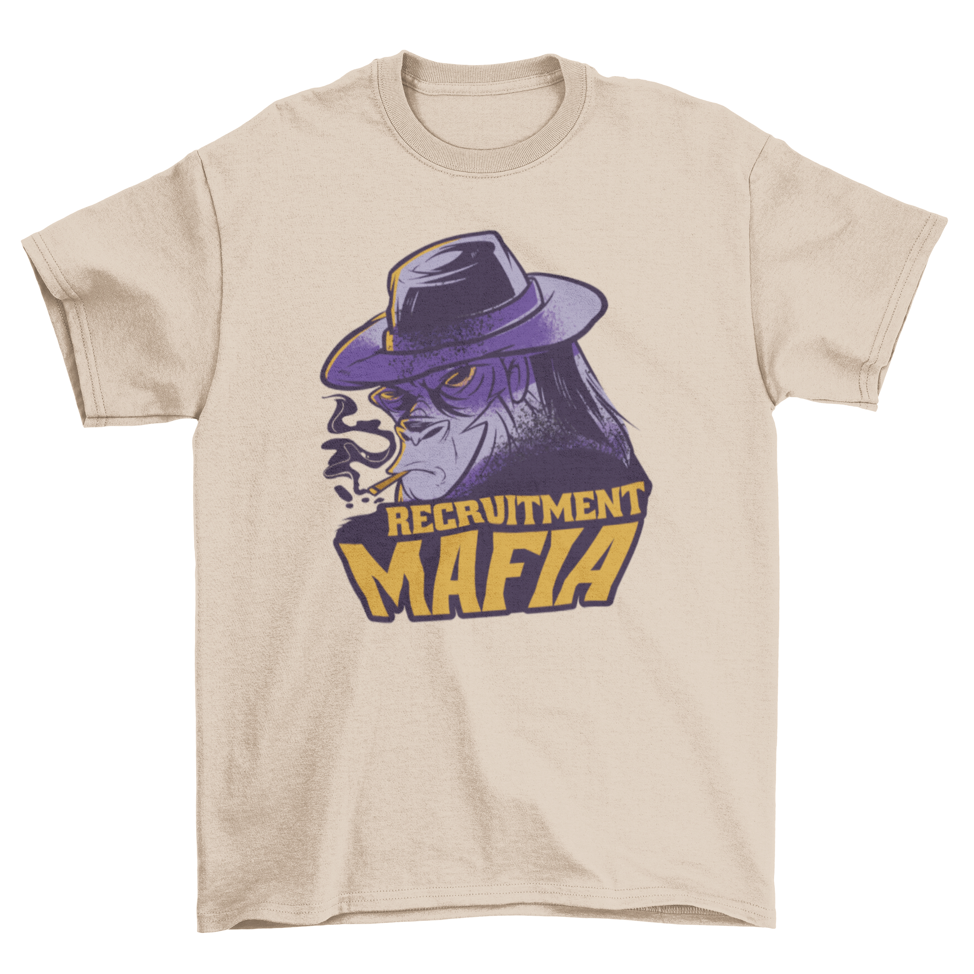 Gorilla Mafia T-shirt featuring a gorilla smoking a cigarette with the quote 'Headhunter mafia'.