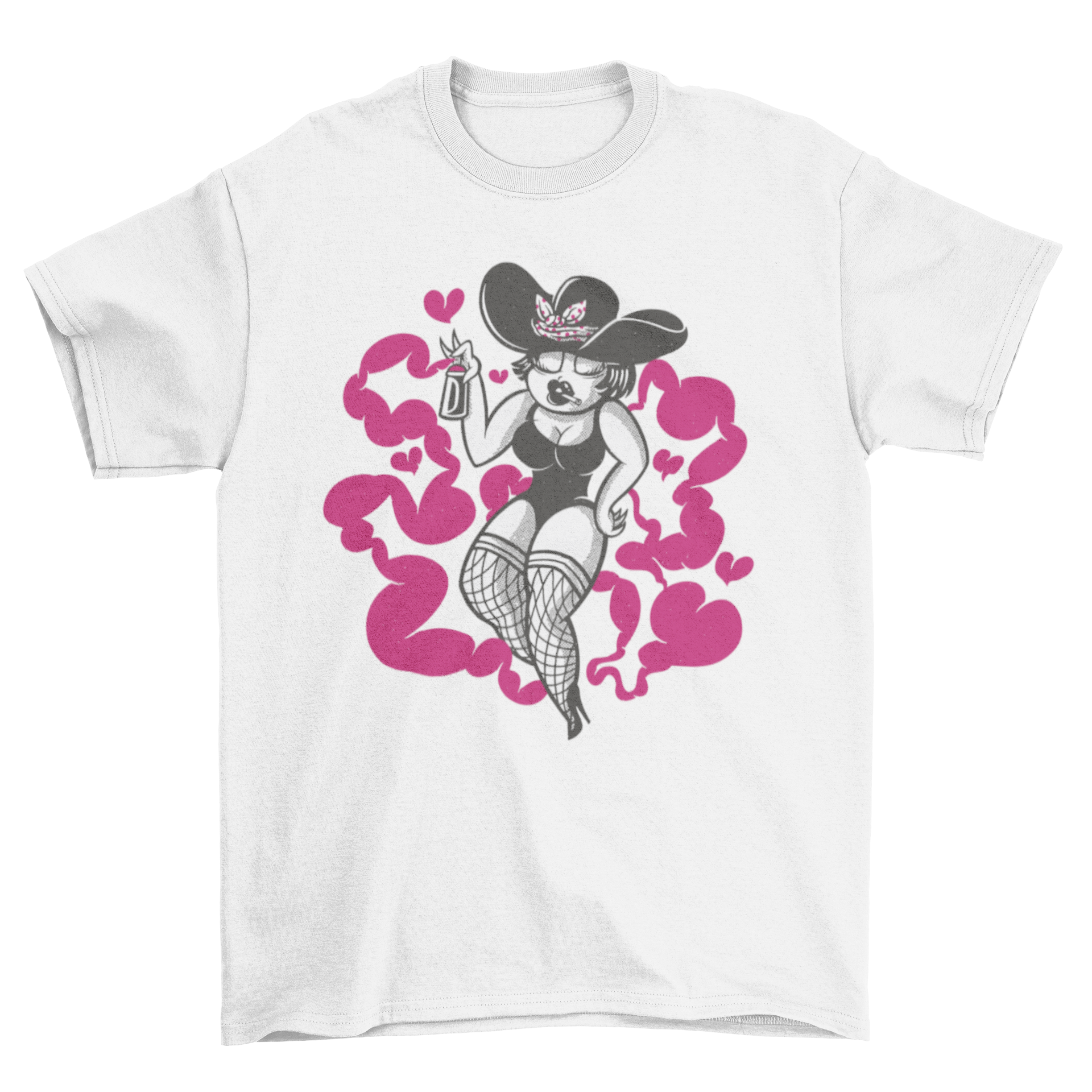 Graffiti 50's pin up girl t-shirt featuring a woman painting vibrant graffiti art.