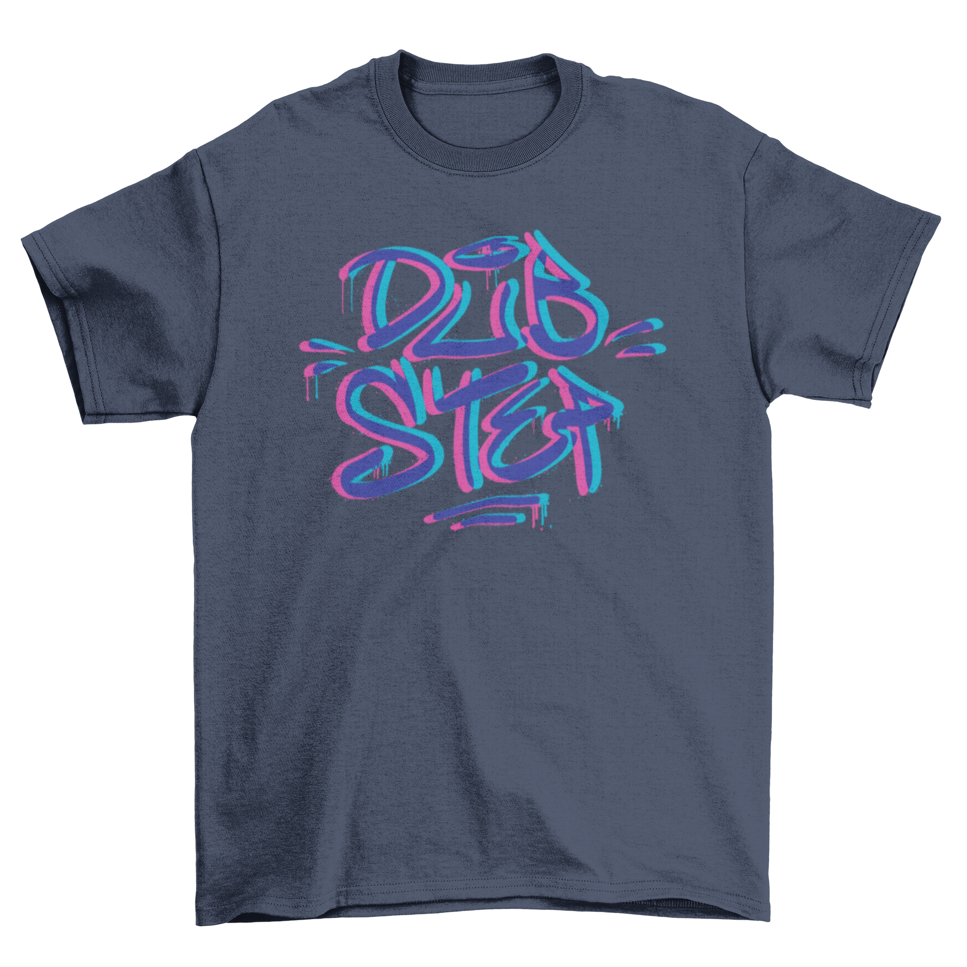 Graffiti style t-shirt design featuring the word 'Dubstep' in vibrant 3D lettering, showcasing a unique and artistic look.