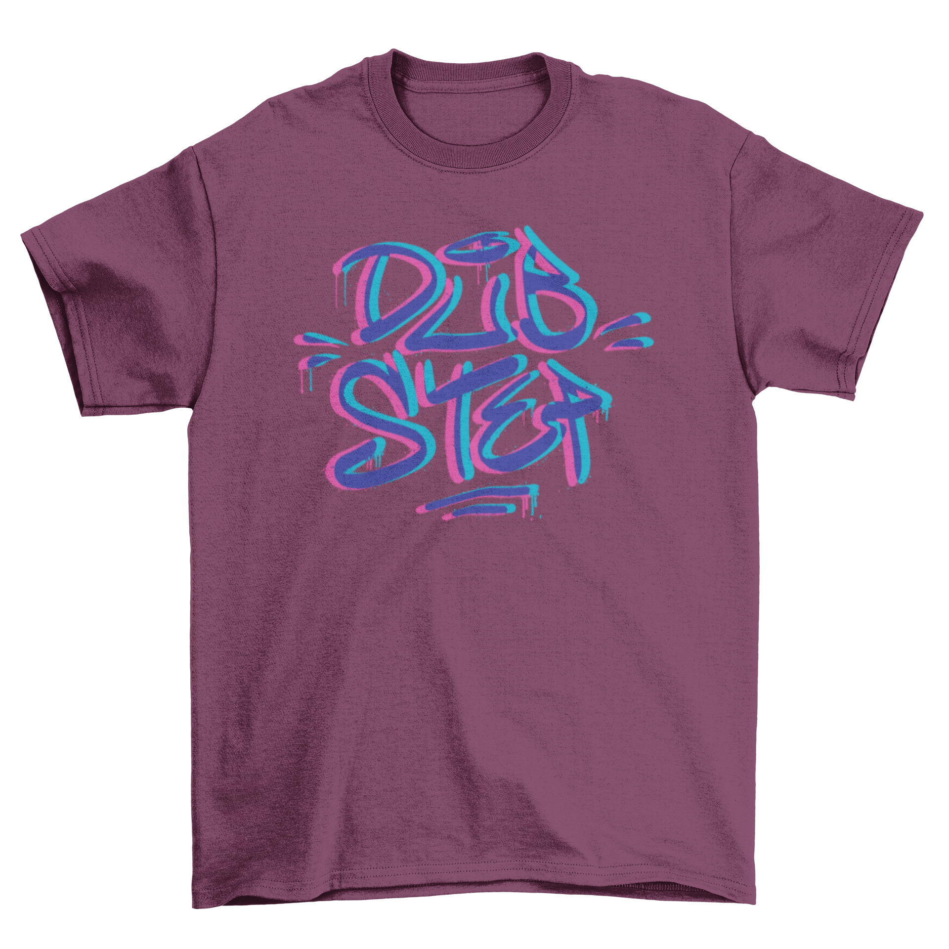 Graffiti style t-shirt design featuring the word 'Dubstep' in vibrant 3D lettering, showcasing a unique and artistic look.