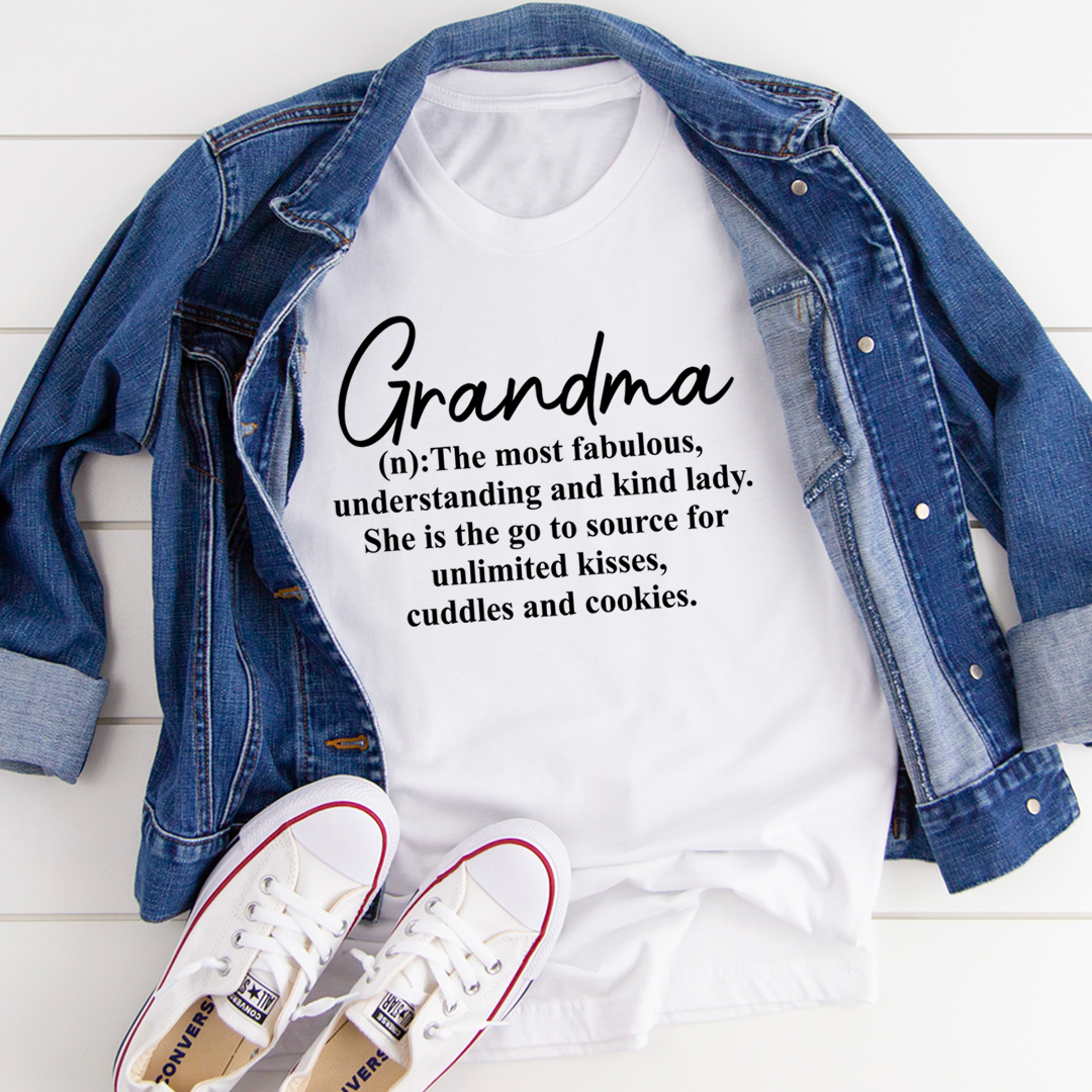 A cozy Grandma T-Shirt made from soft ring-spun cotton, featuring double stitching for durability, available in various sizes.
