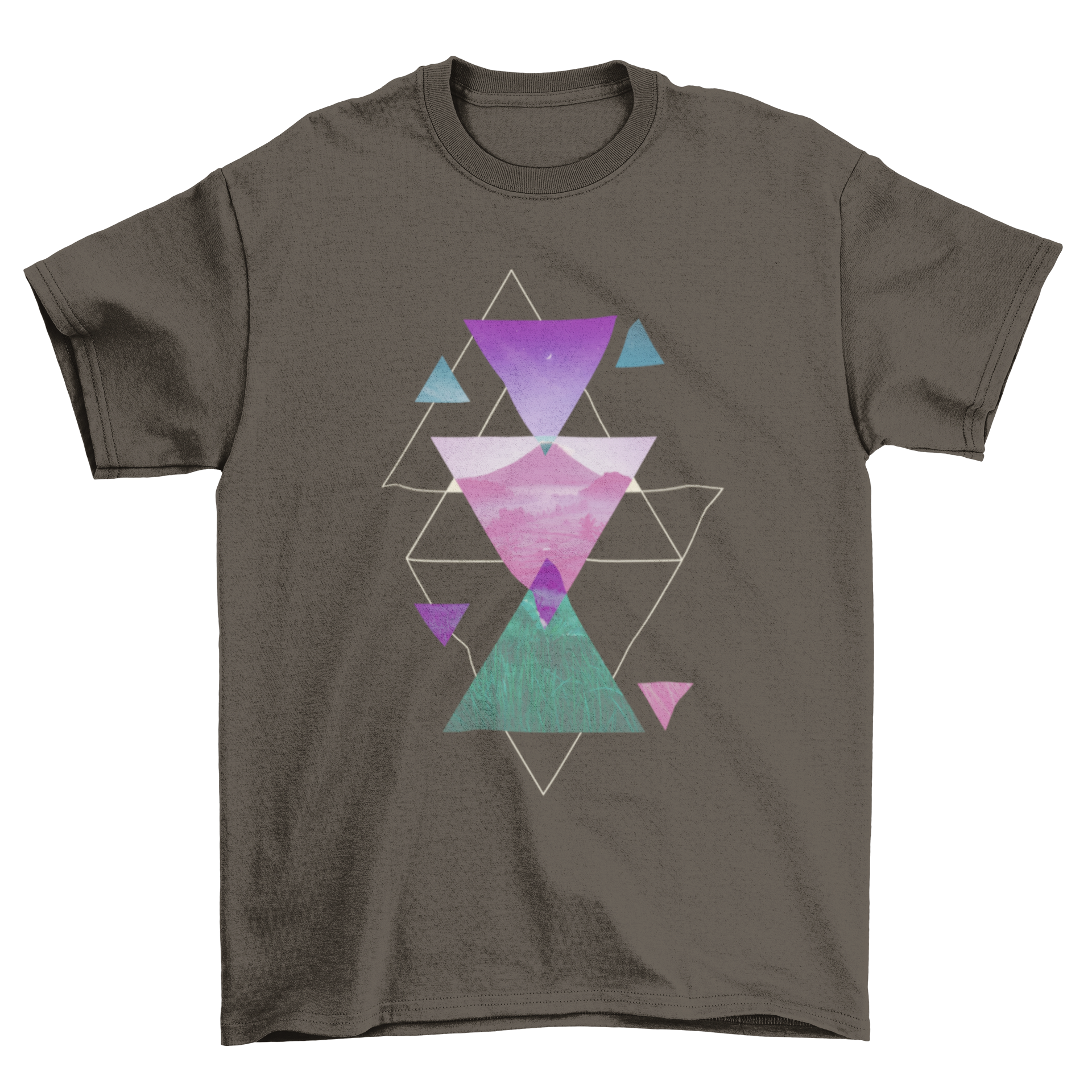 Colorful scalable abstract triangular t-shirt showcasing vibrant patterns and comfortable fabric.