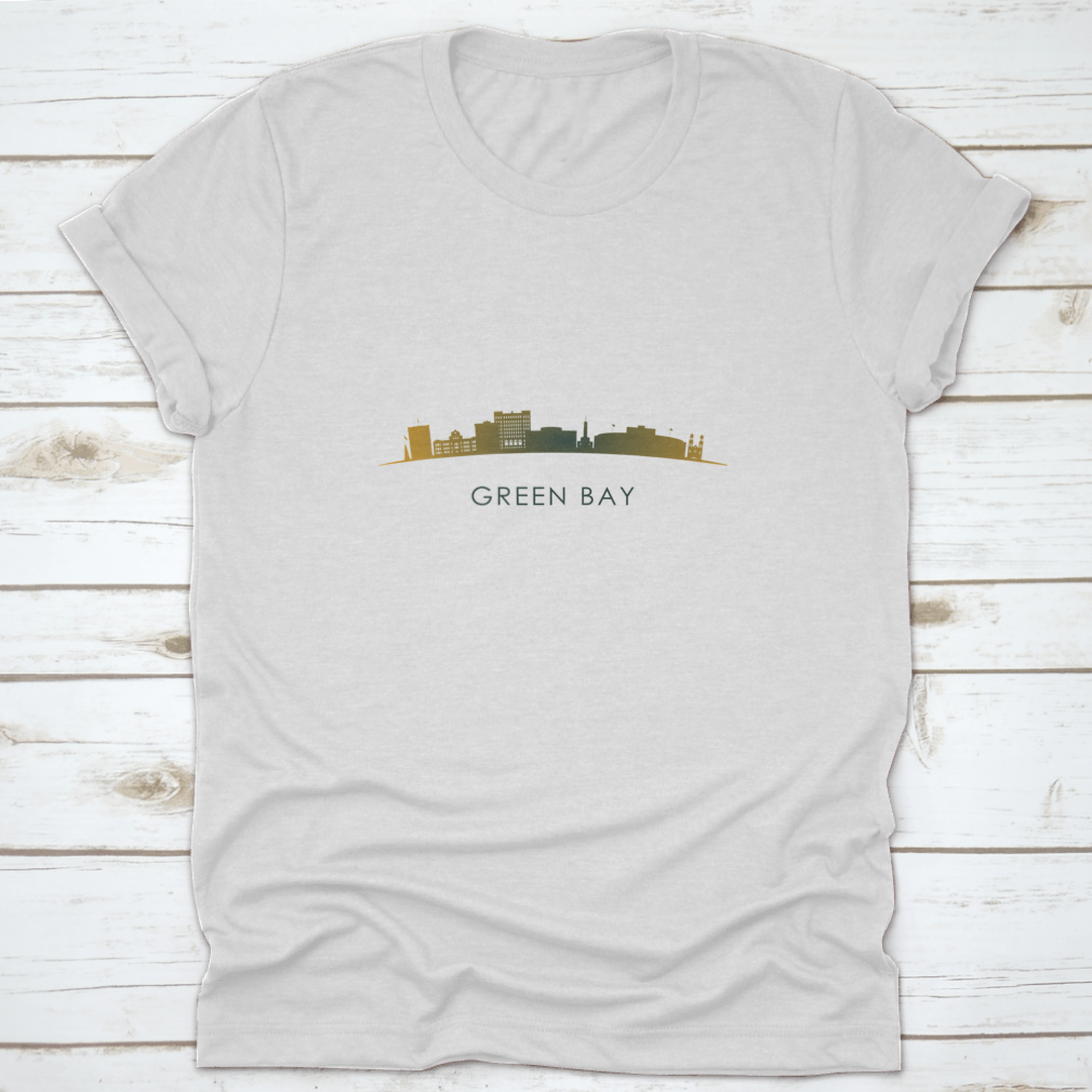 Colorful illustration of the Green Bay skyline silhouette, showcasing iconic buildings and vibrant colors.