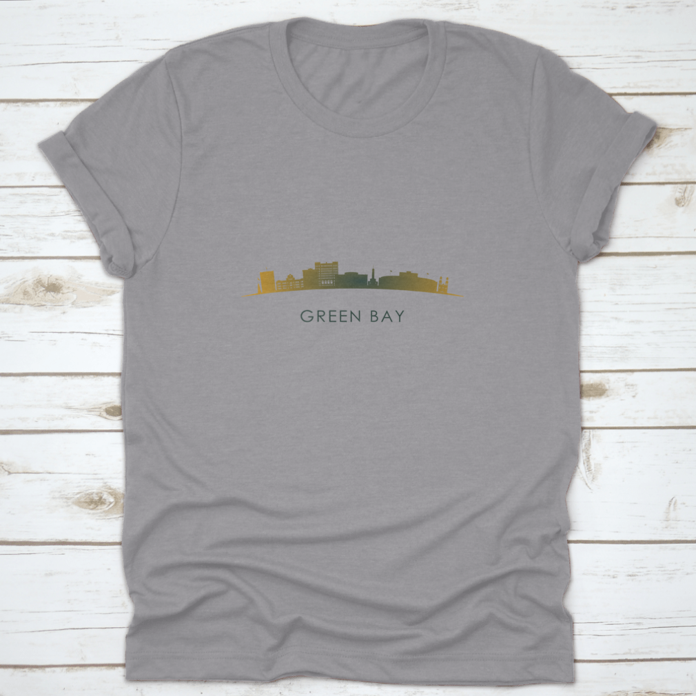 Colorful illustration of the Green Bay skyline silhouette, showcasing iconic buildings and vibrant colors.