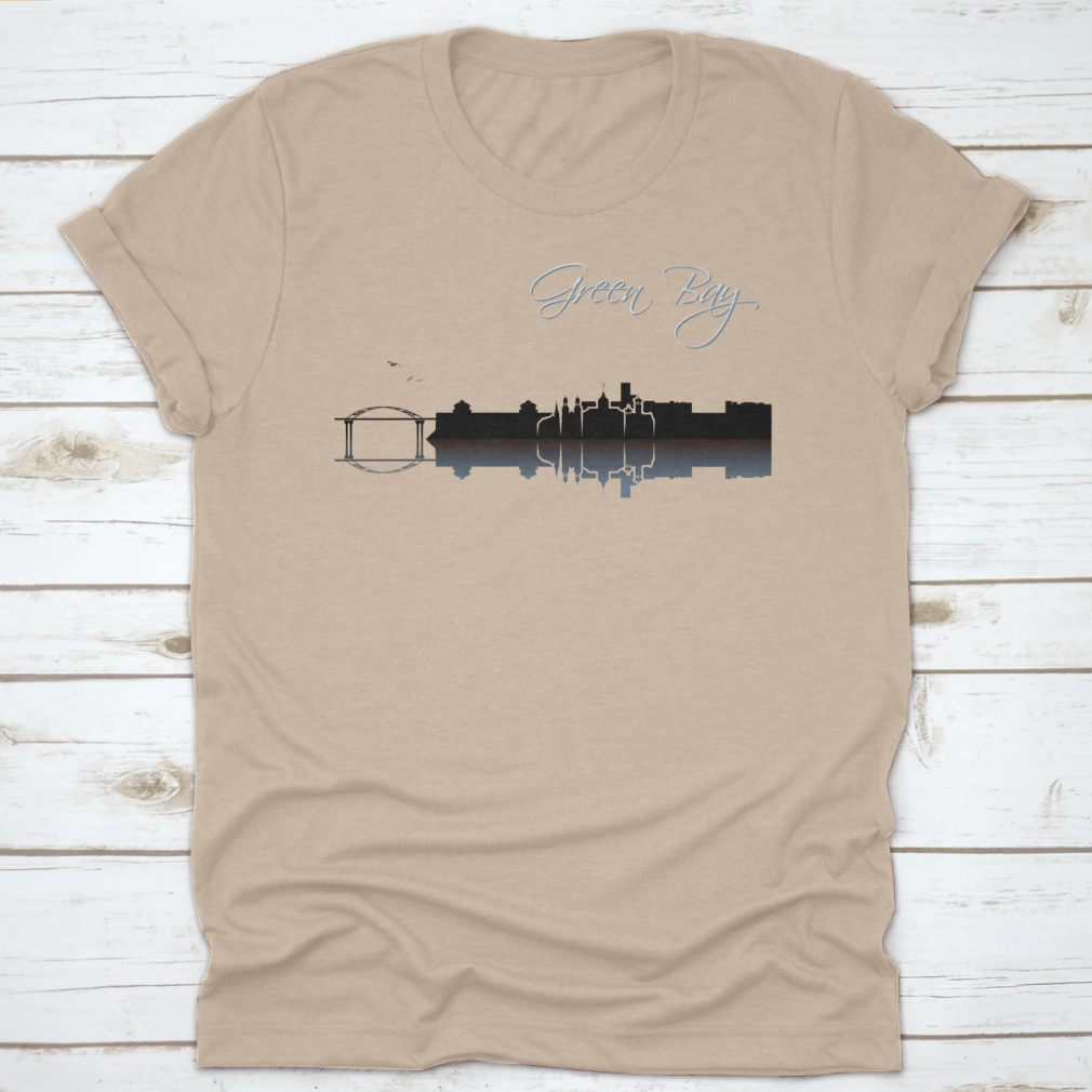 Vector design of the Green Bay skyline, showcasing iconic buildings and landmarks in Wisconsin, USA.
