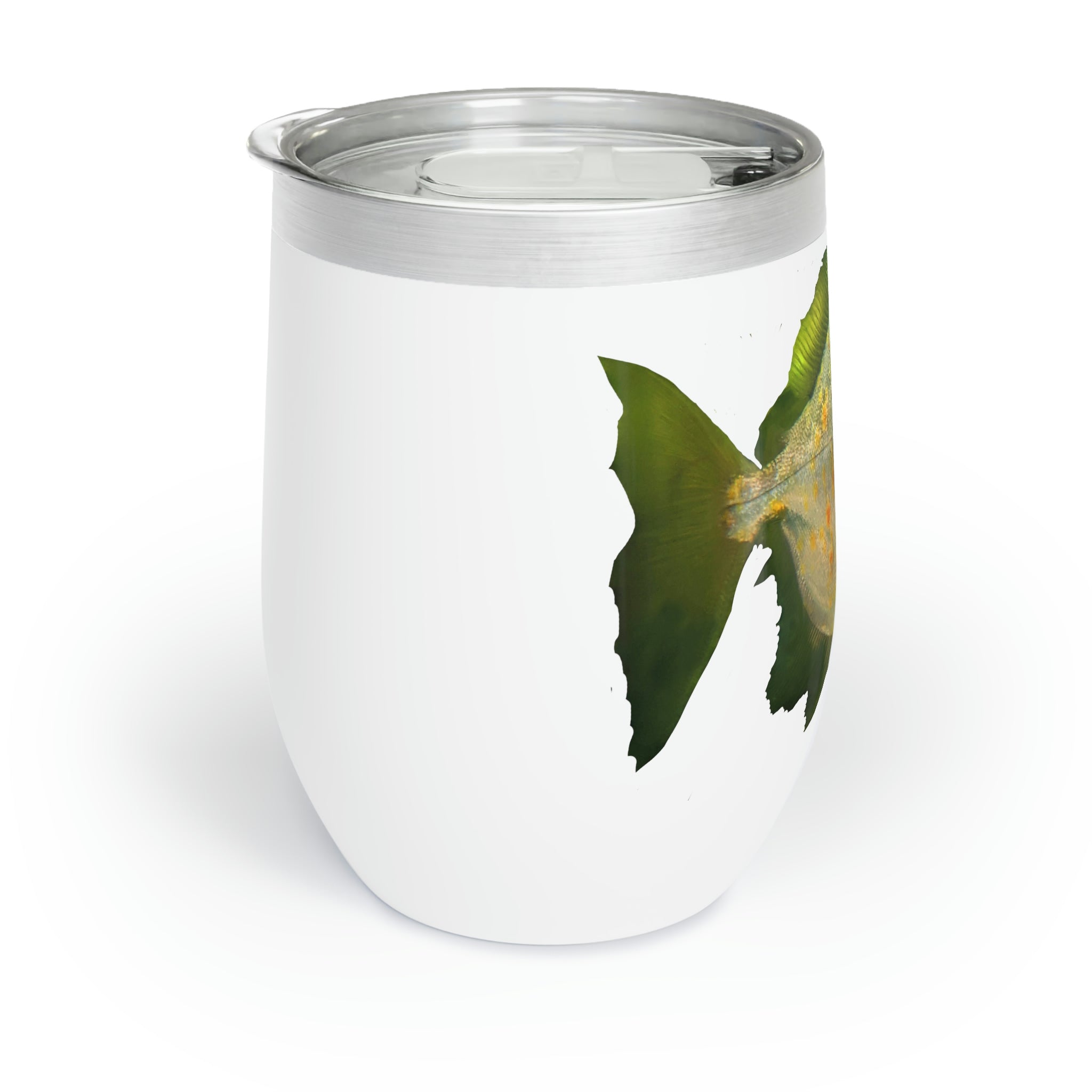 Green Fish Chill Wine Tumbler with double-insulated walls and a sleek stainless steel design, perfect for wine lovers.