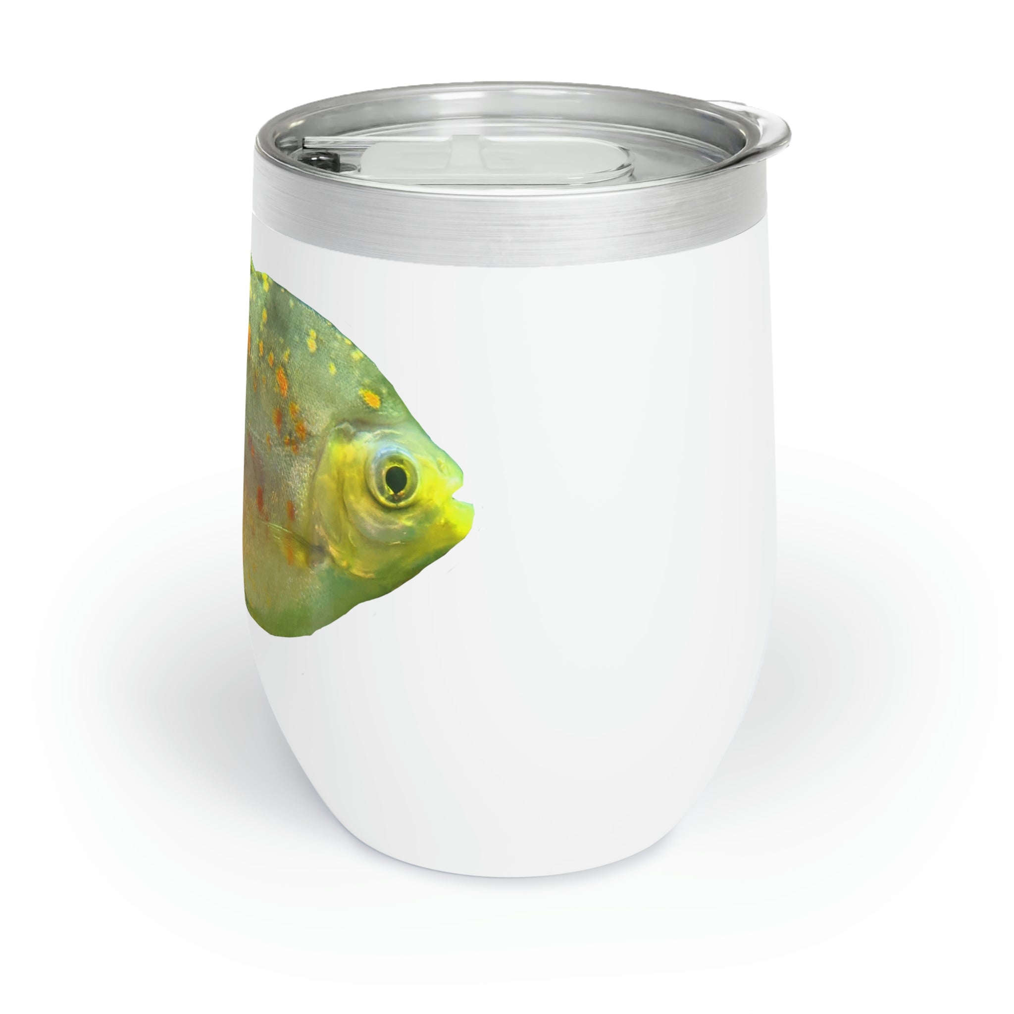 Green Fish Chill Wine Tumbler with double-insulated walls and a sleek stainless steel design, perfect for wine lovers.