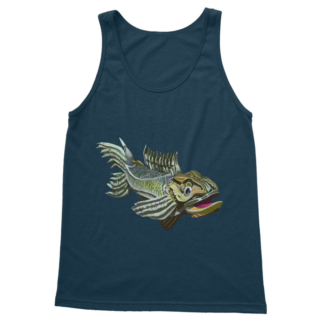 Green Fish Classic Adult Vest Top in a vibrant green color, featuring a classic unisex tank top design with rib knit trim and 6.5 cm straps.